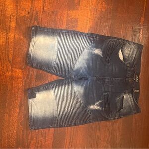 Blue Distressed Denim Shorts